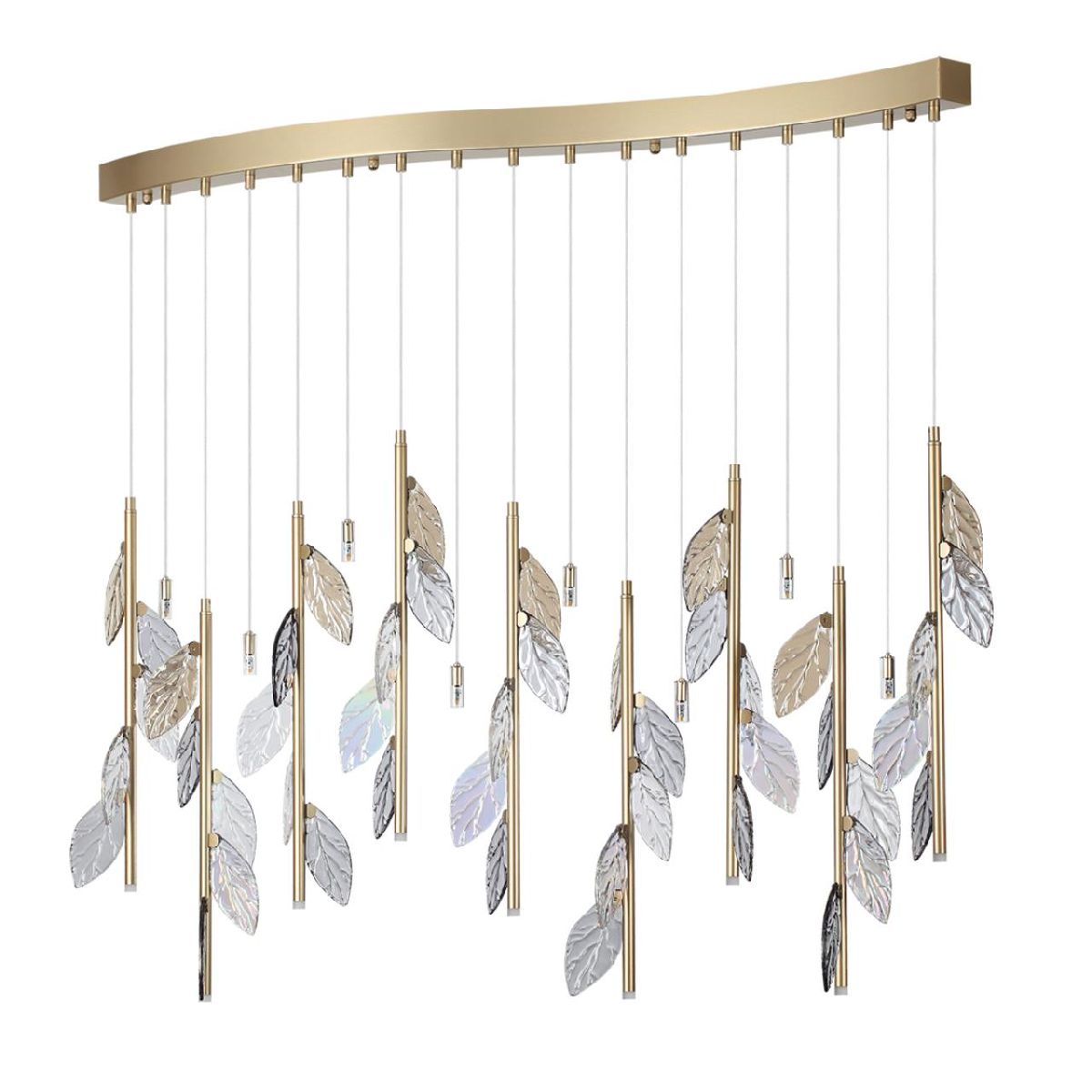 Подвесная люстра 128 см, 17*G4 LED 51W, Odeon Light L-vision Listva 5445/17, золото