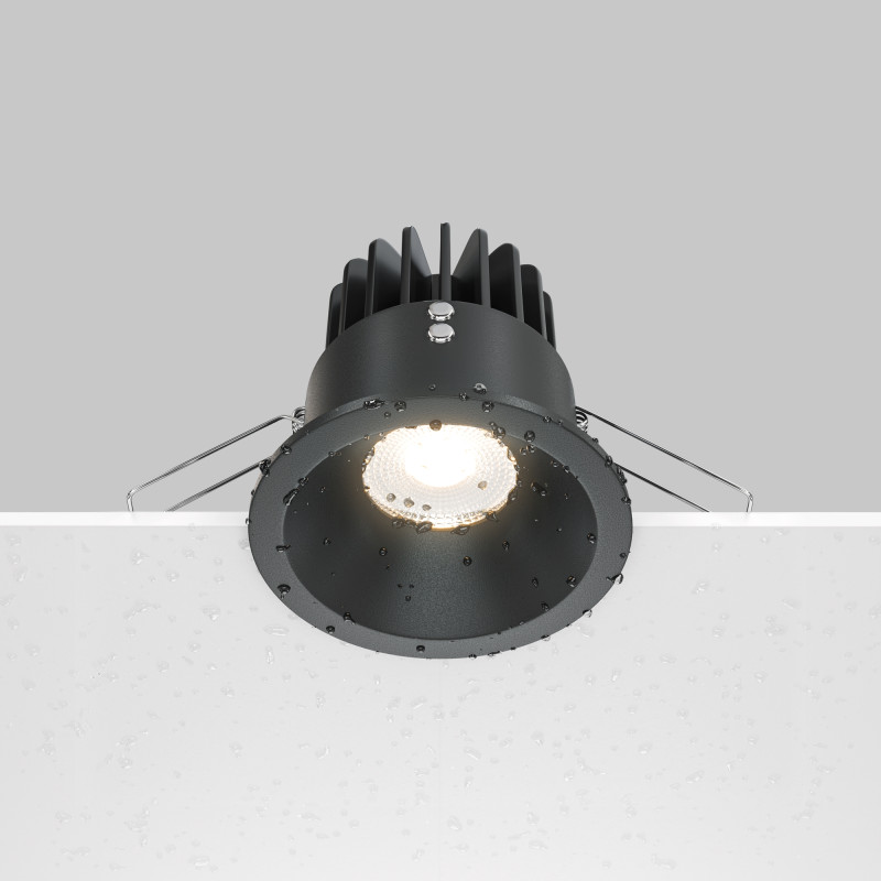 Светильник, 8.5 см, 12W, 3000К, черный, теплый свет, Maytoni Yin DL034-2-L12B, встраиваемый светодиодный