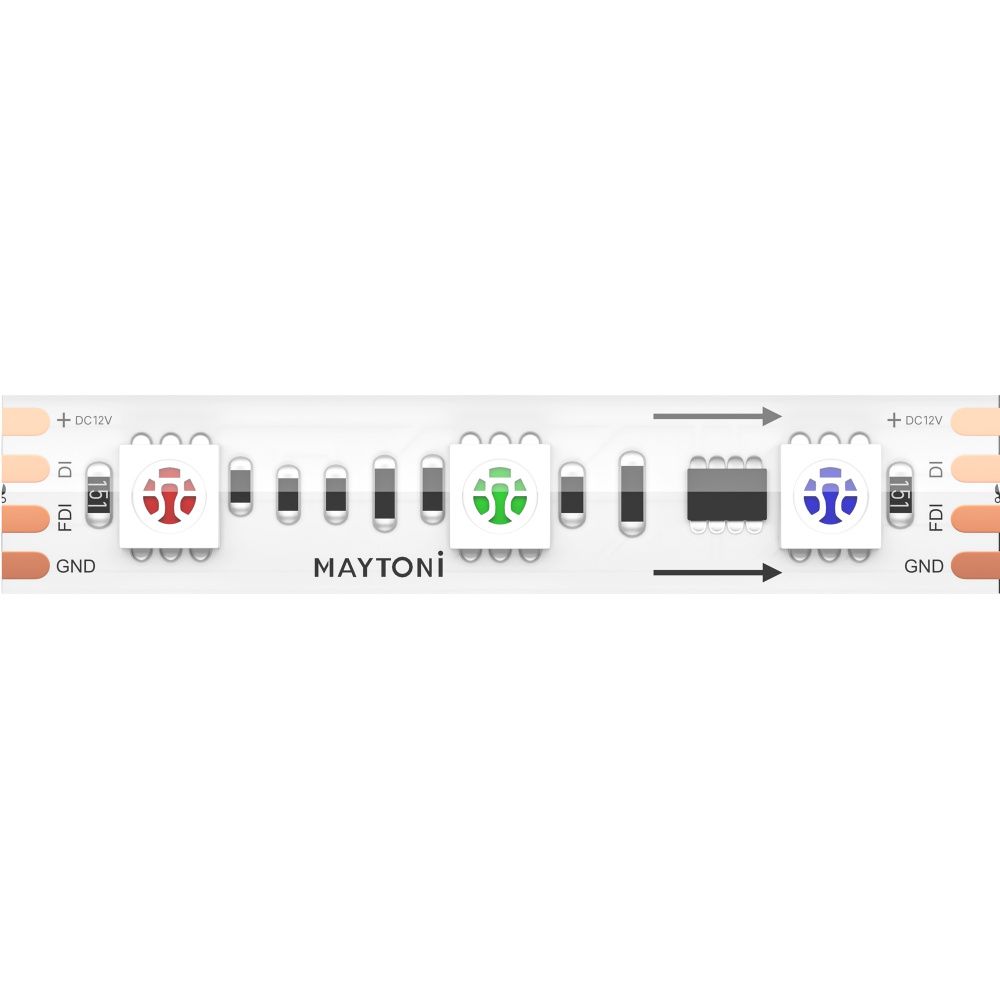 Светодиодная лента 12V 5050 14,4Вт/м RGB 5м IP 67 201244, 500 см, Maytoni SPI 201244, цена за метр, катушкой по 5 м