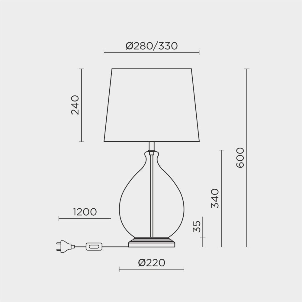 Настольный светильник **-58 см, 1*Е27*60W, Modelux  ML.6111.01TL BK, Дымчатый