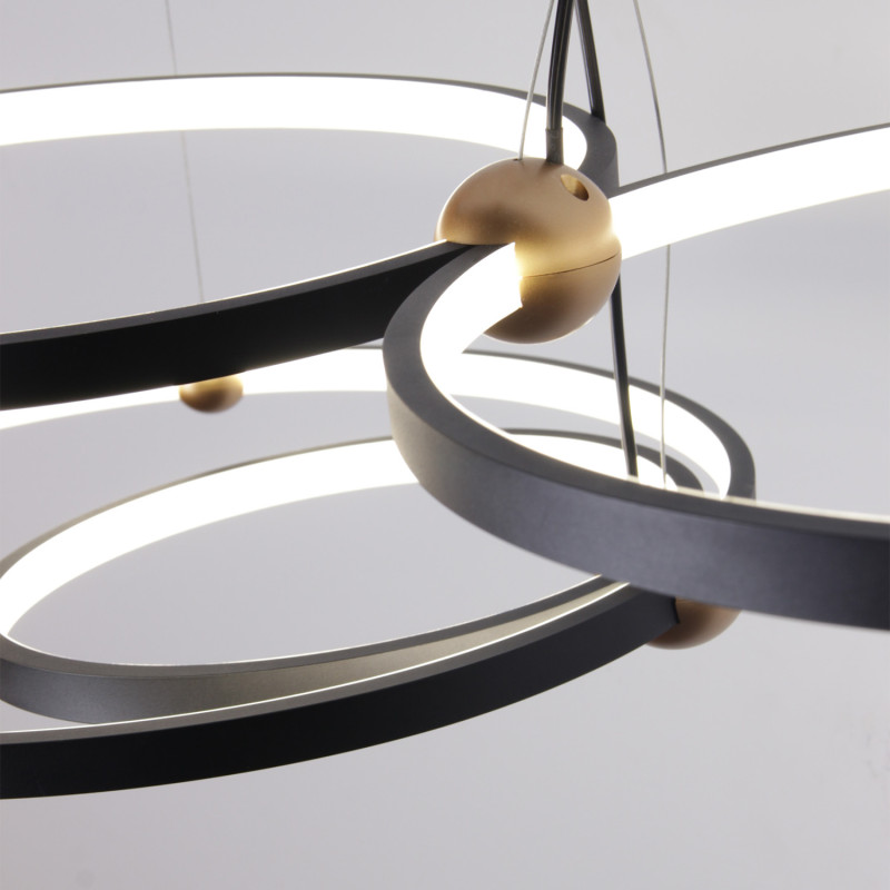 Подвесная люстра 122*50*200 см, 70W, Favourite TORNADO 4569-4P матовый черный, матовое золото, белый акрил