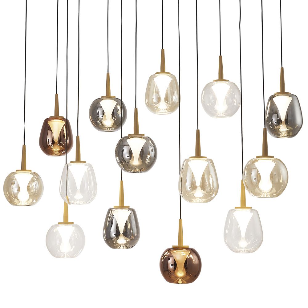 Люстра подвесная 90*30*-212,5 см, 14*LED*5W, 3000K, Mantra Andromeda MAN8936+14PL, золотой