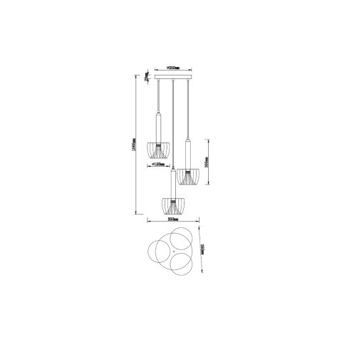 Подвесной светильник  35*157 см, 3*E14 черный, золото Vele Luce Kelly VL5454P03