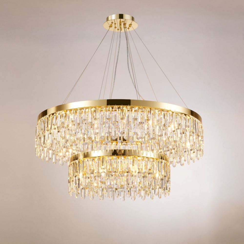 Люстра Ø1000 (600) x H360 (1500), мм, 26*40W (1040W), H GOLD (Золото) NewRgy F6-ф1000+600*H220 H GOLD