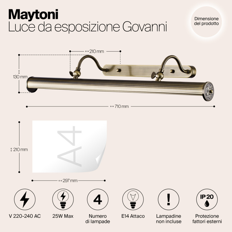 Подсветка 69 см Maytoni Picture 9 PIC119-44-R бронза