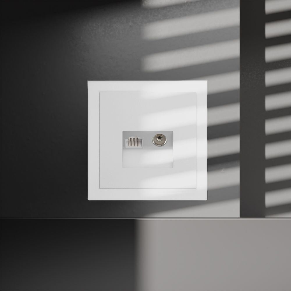 Розетка телевизионная встраиваемая TV+RJ45 кат. 6, белый матовый Voltum S70 VLS060702, Пластик Soft touch