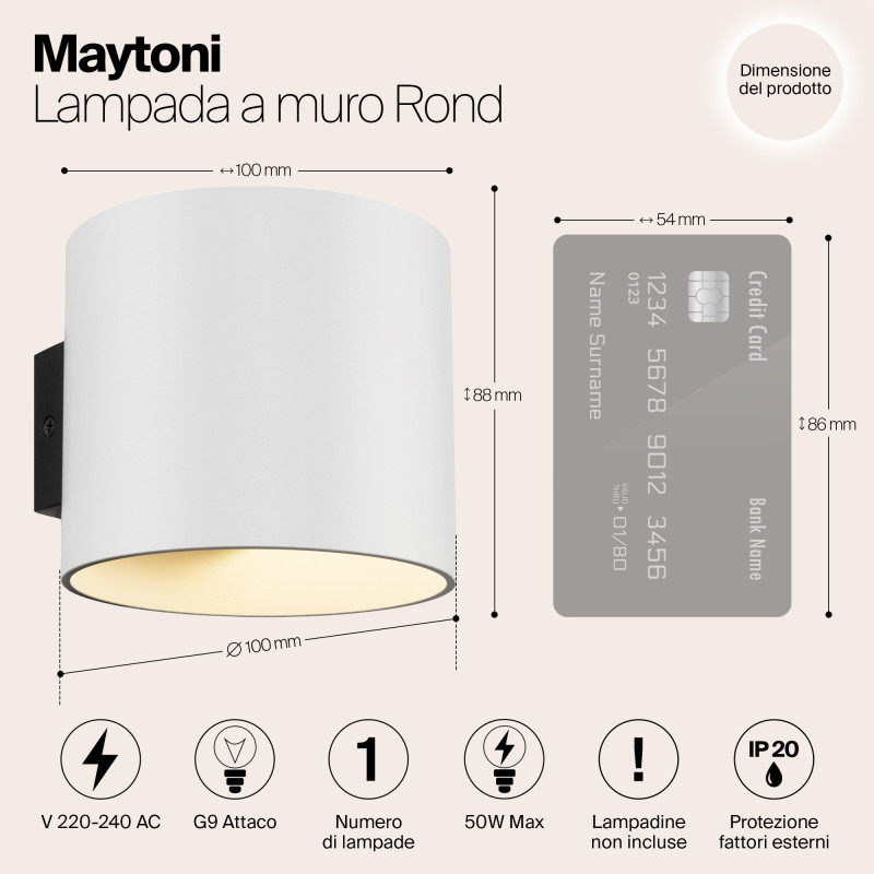 Настенный светильник Maytoni Rond C066WL-01W, белый
