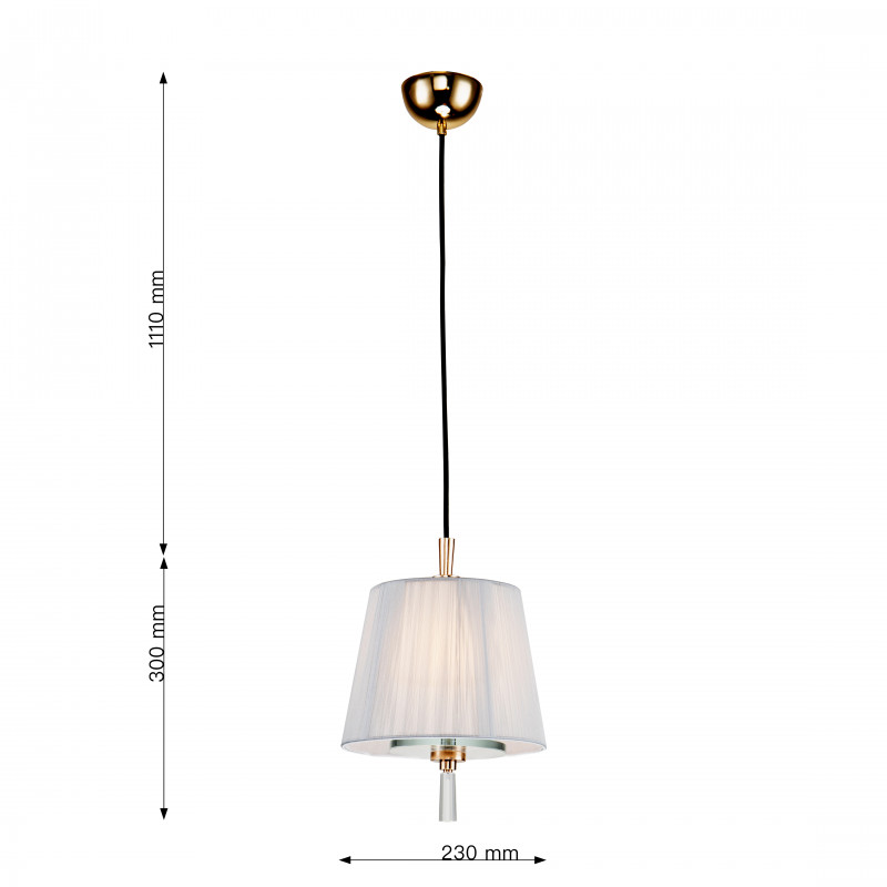 Подвес Favourite Sade 2690-1P, D230*H300/1410, золотой гальваники, абажур из серой нити, декоративные элементы выполнены из прозрачного стекла