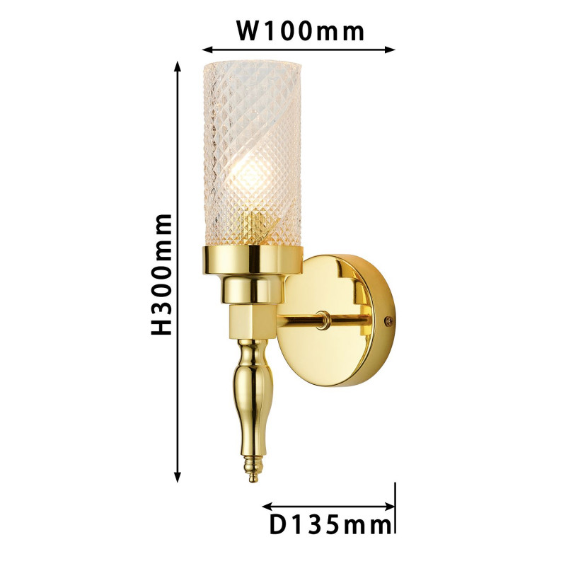 Бра Favourite Anima 2812-1W, D135*W100*H305, Каркас золотого цвета, плафон из прозрачного фактурного стекла