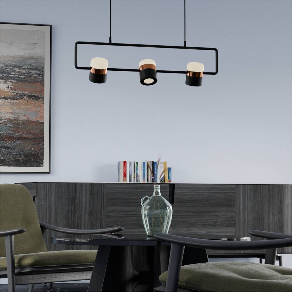 Светильник подвесной 66*20-200 см, 3*LED*6W, 3000-6000K, Lightera Rudolf LE114L-3B SMART, Черный
