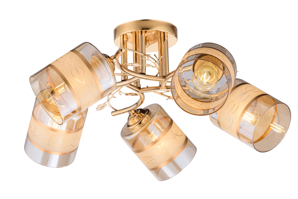 Люстра Ø500 x H230, мм, 5*40W (200W), GOLD (Золото) Rilon 06167/5 GOLD