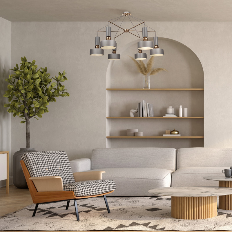 Подвесная люстра Maytoni Void MOD030PL-06GR серый, диаметр 94 см