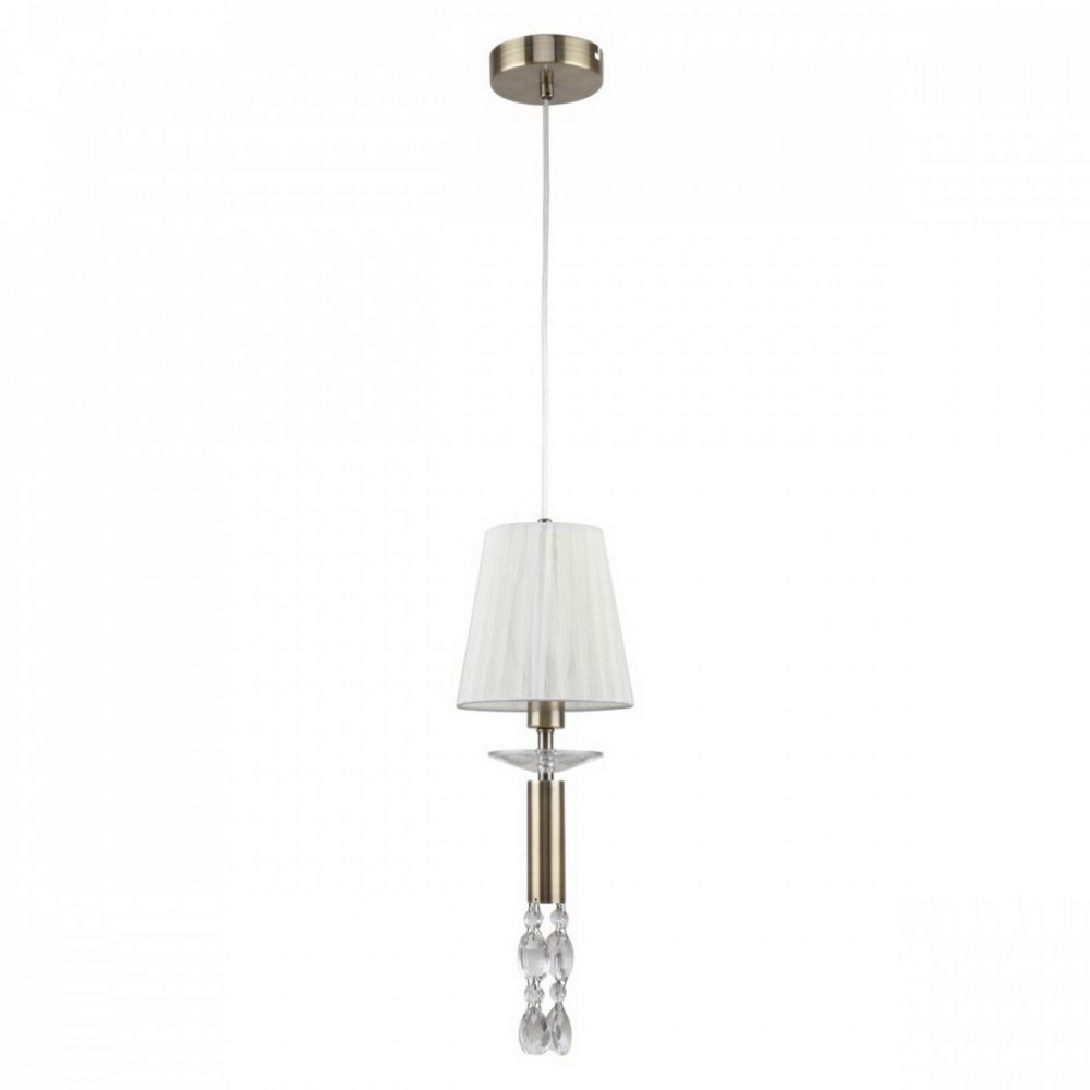 Подвес Favourite Triumph 2767-1P, D150*H1500, античная бронза, абажуры из полупрозрачной бежевой ленты, хрусталь высшего качества, дополнительный источник света G9 в нижней части подв