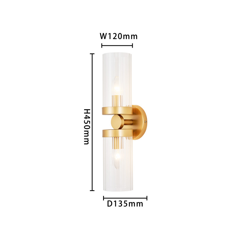 Бра Favourite Radiales 3099-2W, D135*W120*H450, золота, плафоны из прозрачного рельефного стекла
