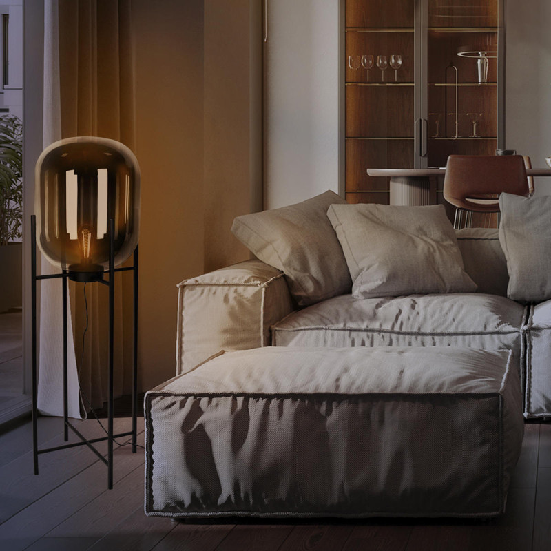 Торшер 160 см, Loft IT 10195F/1600 Amber Oda, черный-янтарный