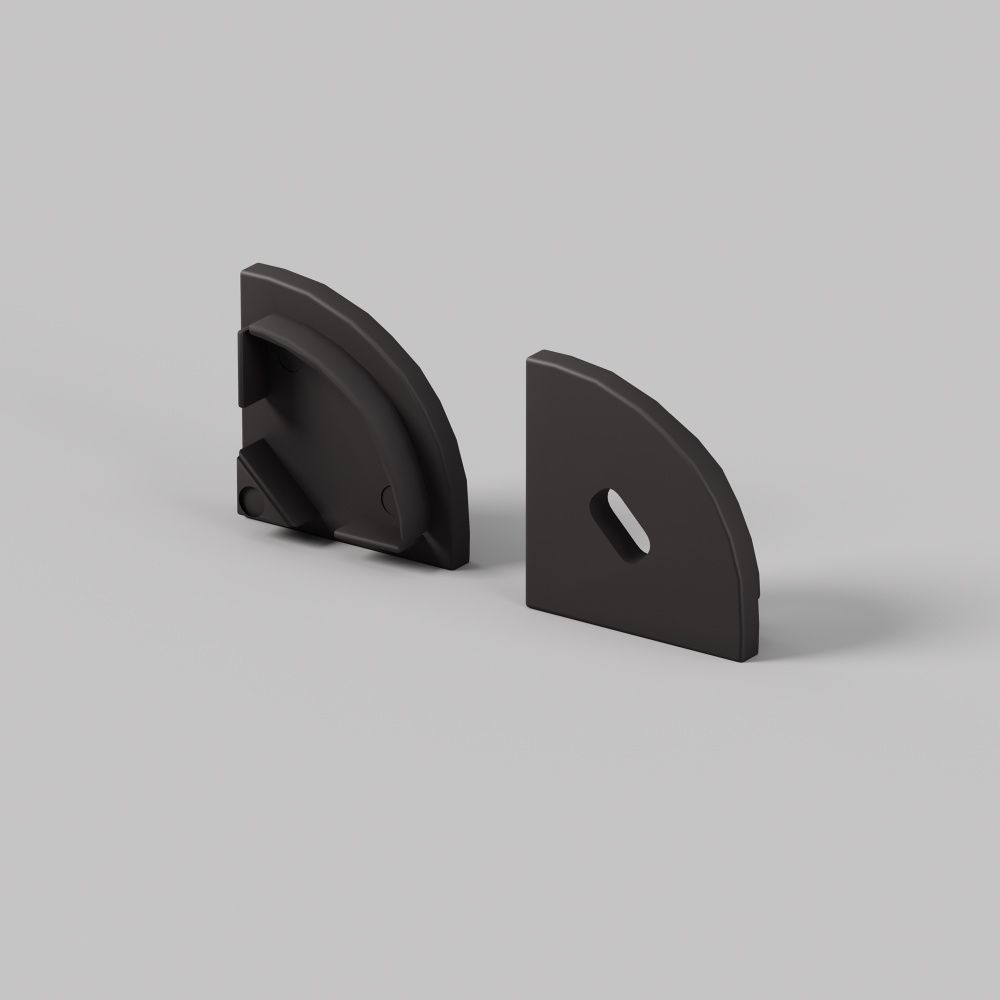 Комплект заглушек (для профиля 16×16) 2 шт., ALM-1616R-B-EC 642029, 1*2*2 см, Maytoni Led Strip 642029, Черный