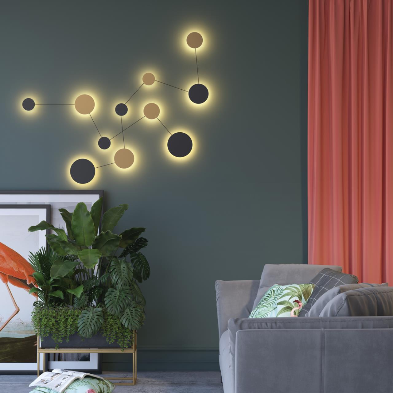 Бра Odeon Light Galaxy 4211/51WL, 51W LED, 3000K, черный-золото