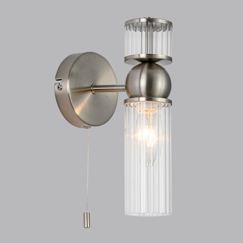 Бра с выключателем *10*25-25 см, 1*E14*40W, Lumion Denver LUM8277/1W, стальной; серебристый
