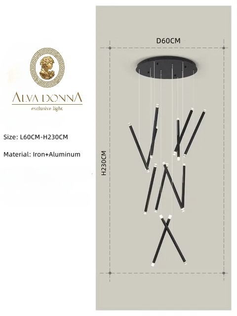 Люстра 9732/6+7, D600 LED, 26W, 3000K, Alva Donna, Черный