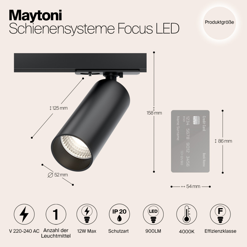 Трековые светильники Maytoni Track Lamps TR021-1-12B4K, 12W LED, 4000K, черный