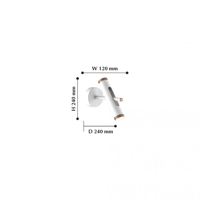 Бра Favourite Duplex 2325-2W, D250*W120*H250, металл белого матового цвета, элементы окрашены в золотисто-коричневый цвет, плафон поворотный, модули LED с двух сторон плафона