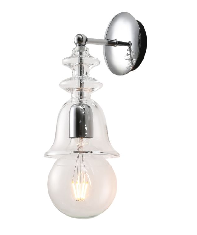 Бра Favourite Perpressa 2728-1W, D185*W135*H350, хром, плафон из прозрачного стекла