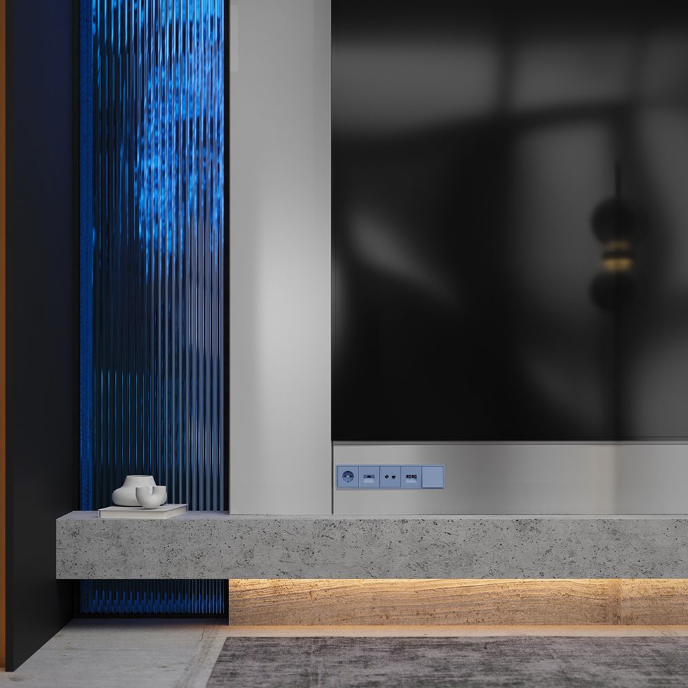 Накладка для розетки с заземлением, S70, деним Voltum VLS000615