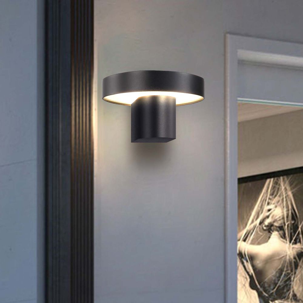 Уличный настенный светильник 14*7,5 см, 1*LED, 12W, 4000K, Favourite Grybas 4640-1W, черный матовый