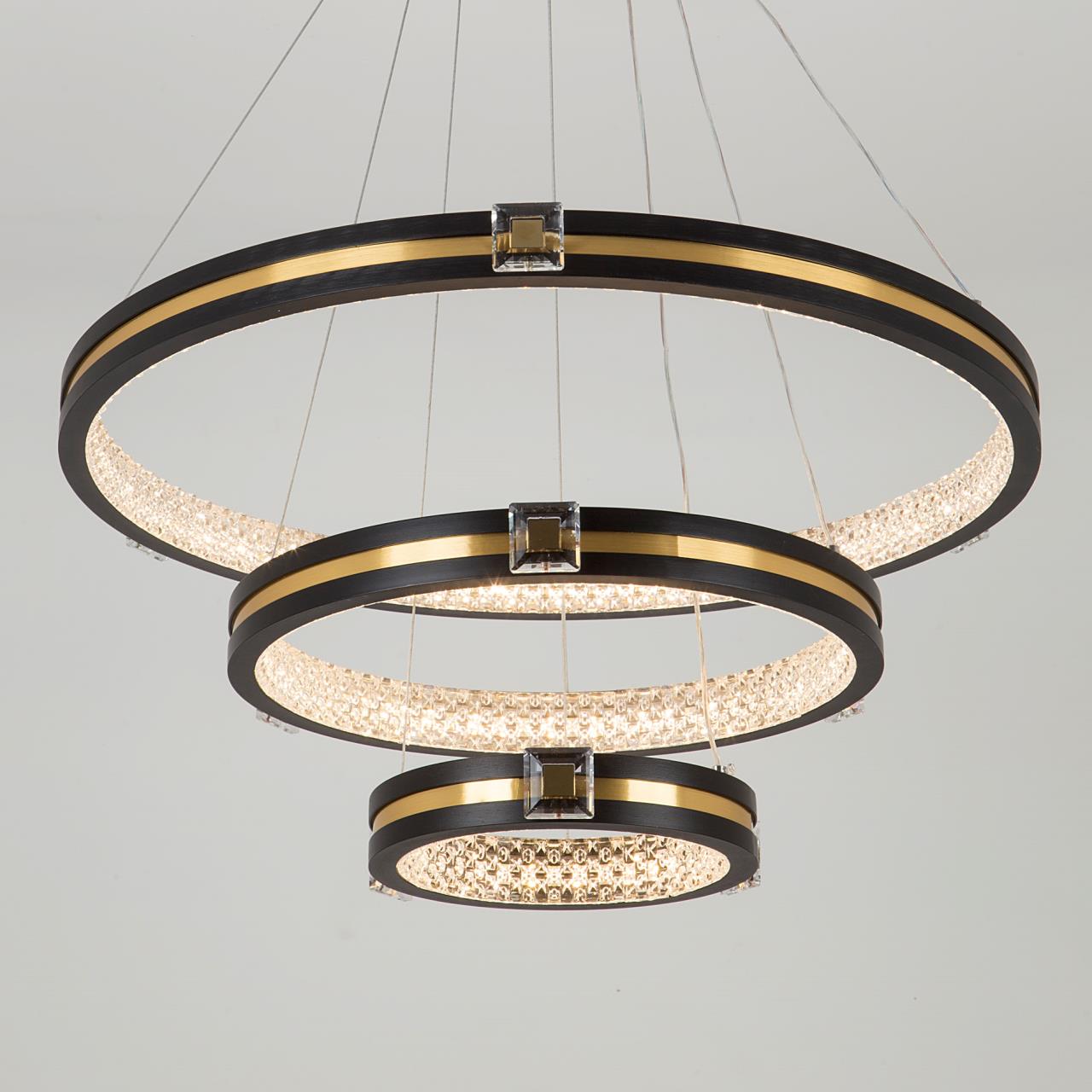 Подвесной светильник 60*60*140 см, LED 110W, 3000 / 6000K, Черный, Латунь LED4U L77085-3