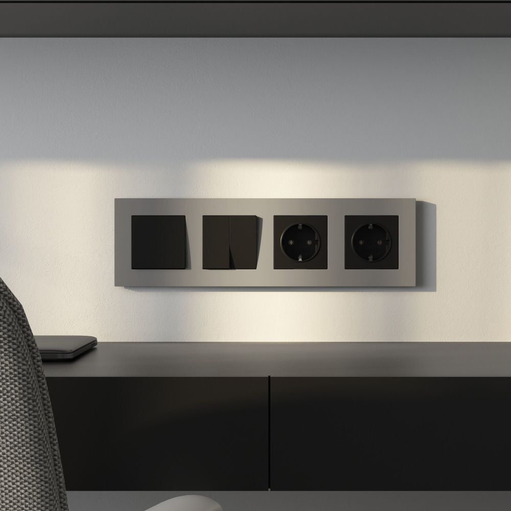 W0042917 Рамка на 4 поста Slab, дымчатый софт Werkel, 4690389218453