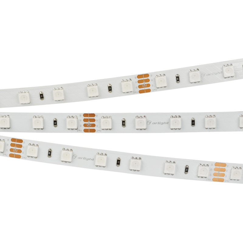 Лента RT-B60-10mm 24V RGB (14.4 W/m, IP20, 5060, 50m) (Arlight, Открытый) 024586(2). Цена указана за 50 метров. Продается кратно 50 метрам.