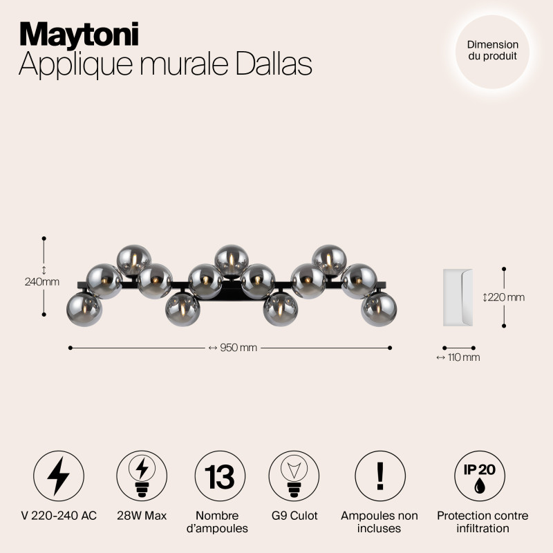 Светильник 89 см, Maytoni MOD547WL-13B, черный
