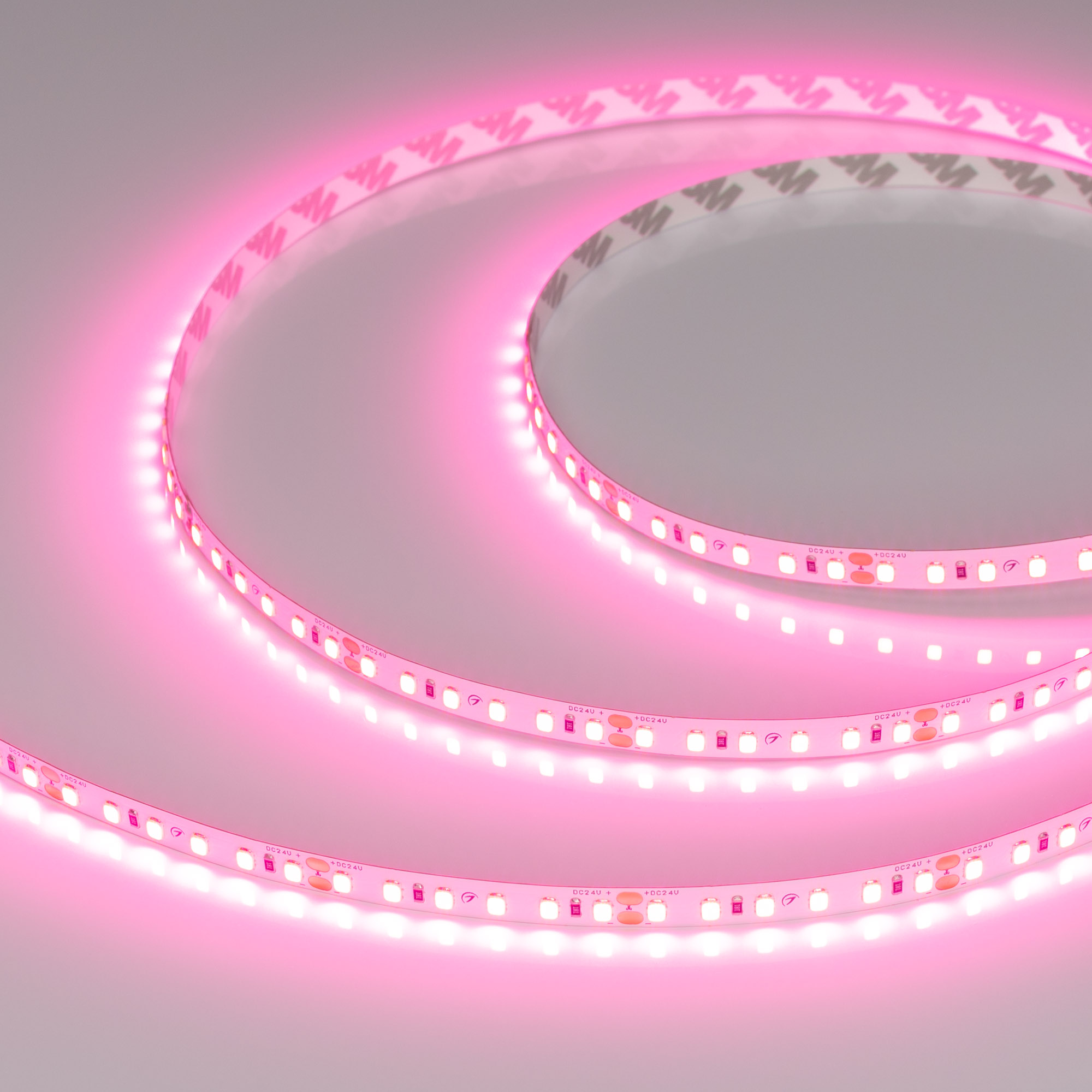Светодиодная лента RT-A120-8mm 24V Pink (9.6 W/m, IP20, 2835, 5m) (Arlight, -) 043380, цена за метр, катушкой по 5 м