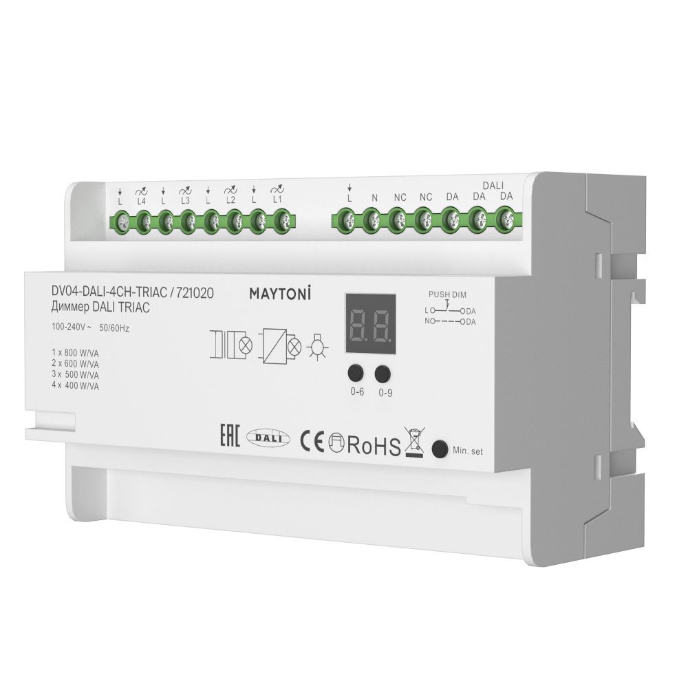 Диммер DALI DT6 четырёхканальный TRIAC 230В DIN 800Вт Maytoni 721020