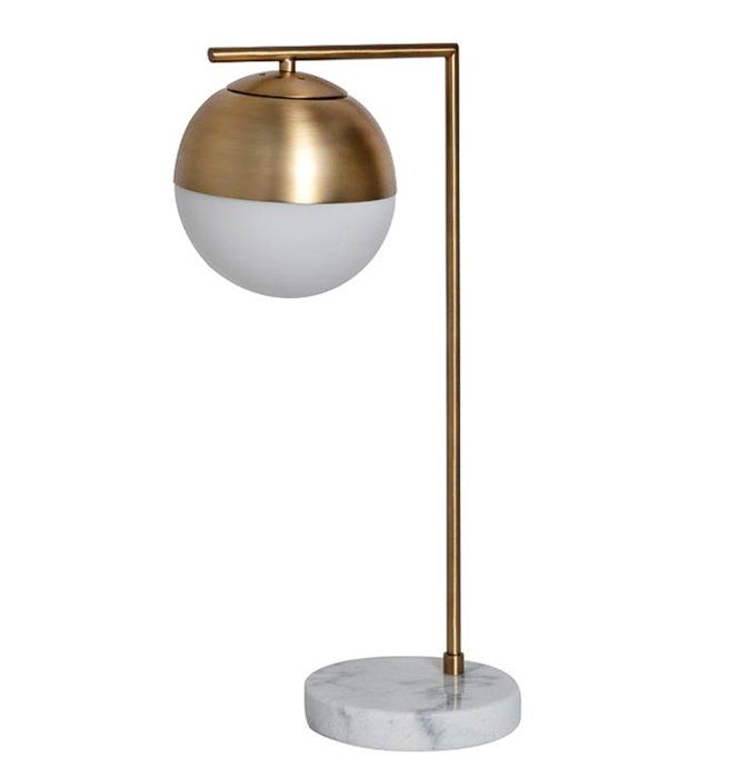 Настольная лампа Geneva Glass Table Lamp Globe 50*50*45 см, 1*E14*40W, ImperiumLoft 43.348, Латунь, Белый