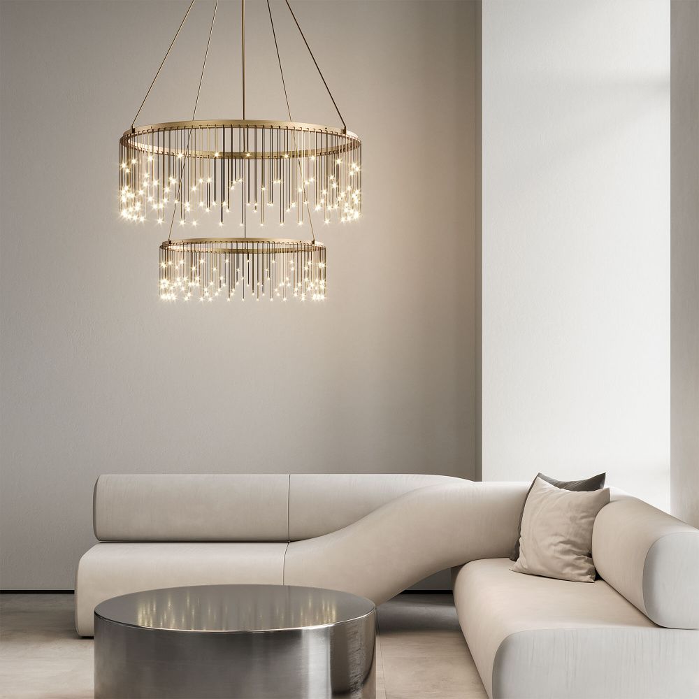 Подвесной светильник 65*65*180 см, LED 74W, 3000K, Bogate's Firefly 454/2, латунь, a067790