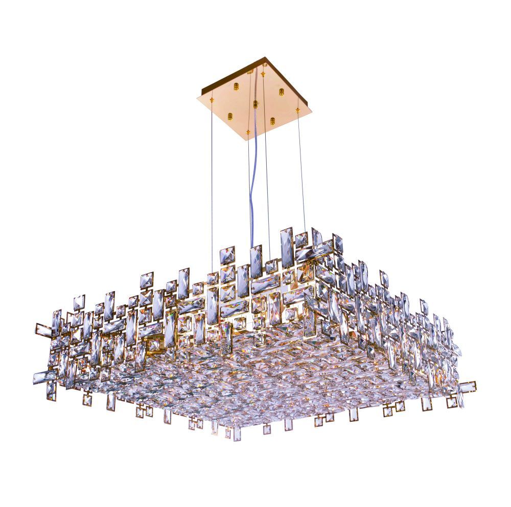 Люстра L800 x W800 x H230 мм, E14 16*40W (640W) NewRgy GOLD+CLEAR (Золото + Прозрачный Хрусталь) 2874E/16A GOLD+CLEAR