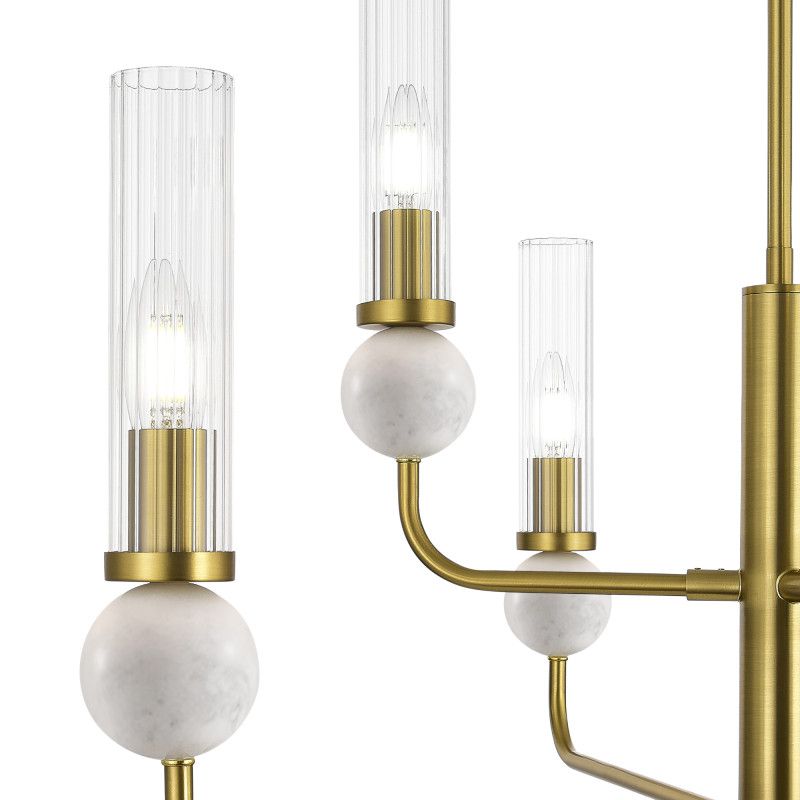 Люстра на штанге 80*151 см, 6*E14*40W, ST-Luce Medea SL1244.303.06, латунный