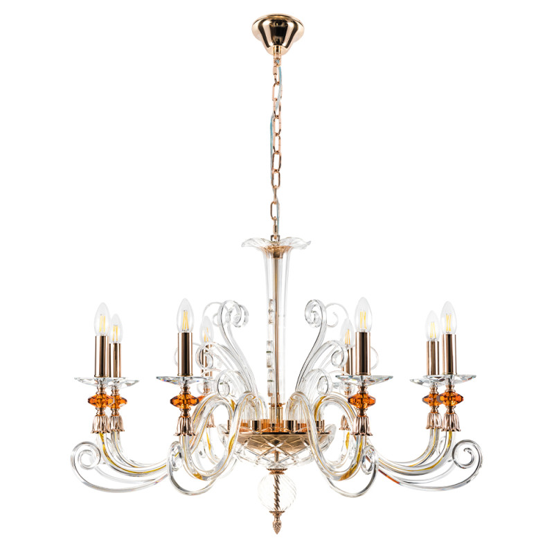 Люстра 84 см, Crystal Lux CATARINA SP8 V2 GOLD/TRANSPARENT-COGNAC Золотой/Прозрачный