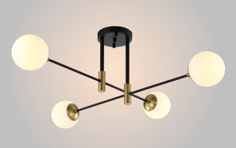 Светильник потолочный 90 см, Crystal Lux FIDEL PL4 BLACK Черный/Бронза
