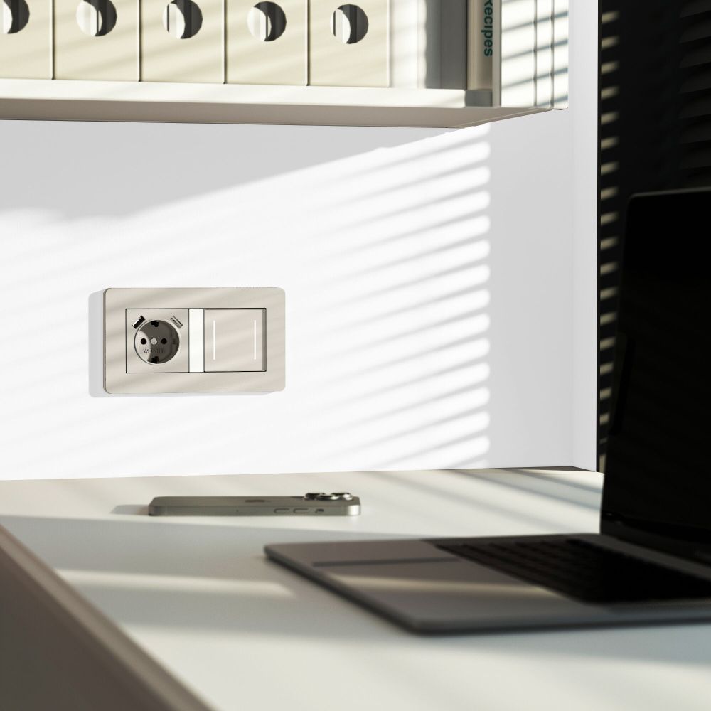 W4522014 Сенсорный выключатель двухклавишный с подсветкой, дымчатый Werkel, 4690389213922