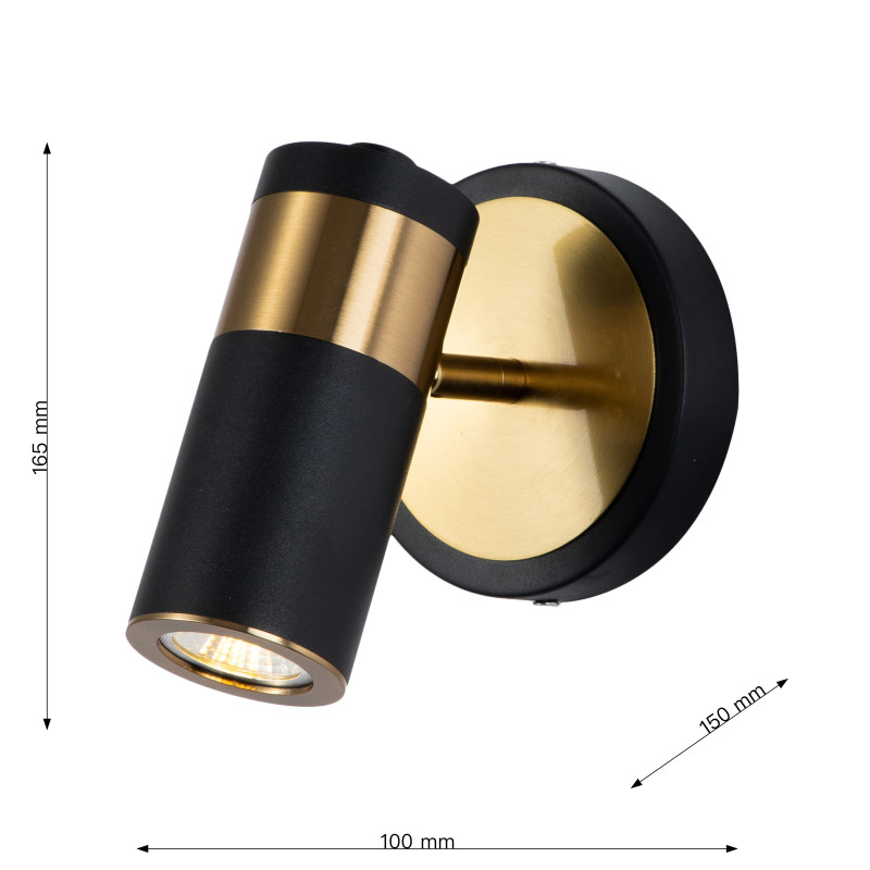 Бра Favourite Light point 2997-1W, D150*W100*H165, каркас светильника сочетает два цвета - золотая гальваника и черный, поворотный плафон, лампу GU10 можно менять