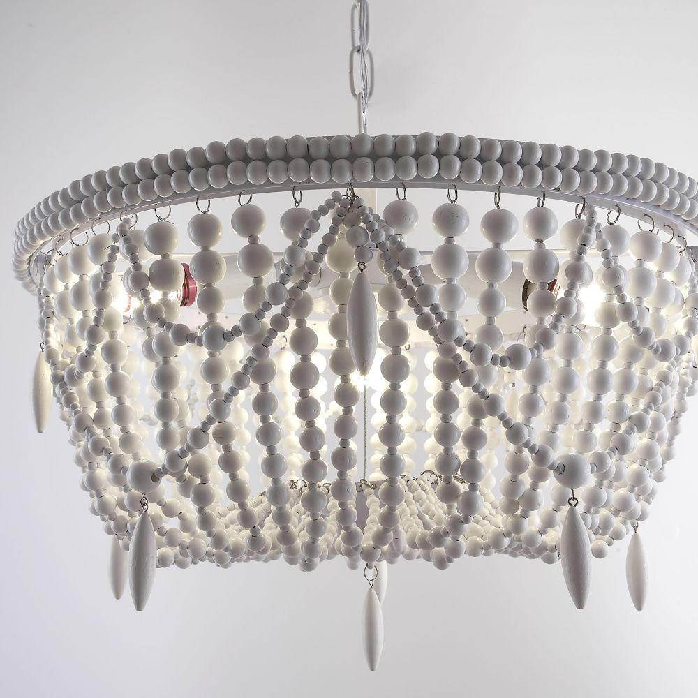 Подвесная люстра RH Anselme White Wood Weathered Chandelier 48*48*50 см, 3*E14*40W, ImperiumLoft 40.2087-0, Белый
