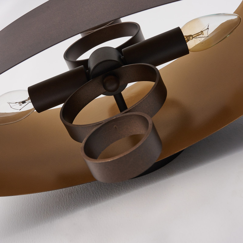 Бра Favourite Ferrous 4007-2W, D165*W400*H365, каркас двух цветов - коричневого цвета с внешней стороны и цвета золота с внутренней, декоративные элементы в виде колец