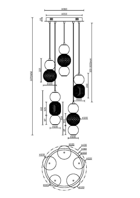 Каскадная люстра 43*43*335,4 см, LED, 80W, 3000К, Maytoni DROP MOD273PL-L80CH3K хром
