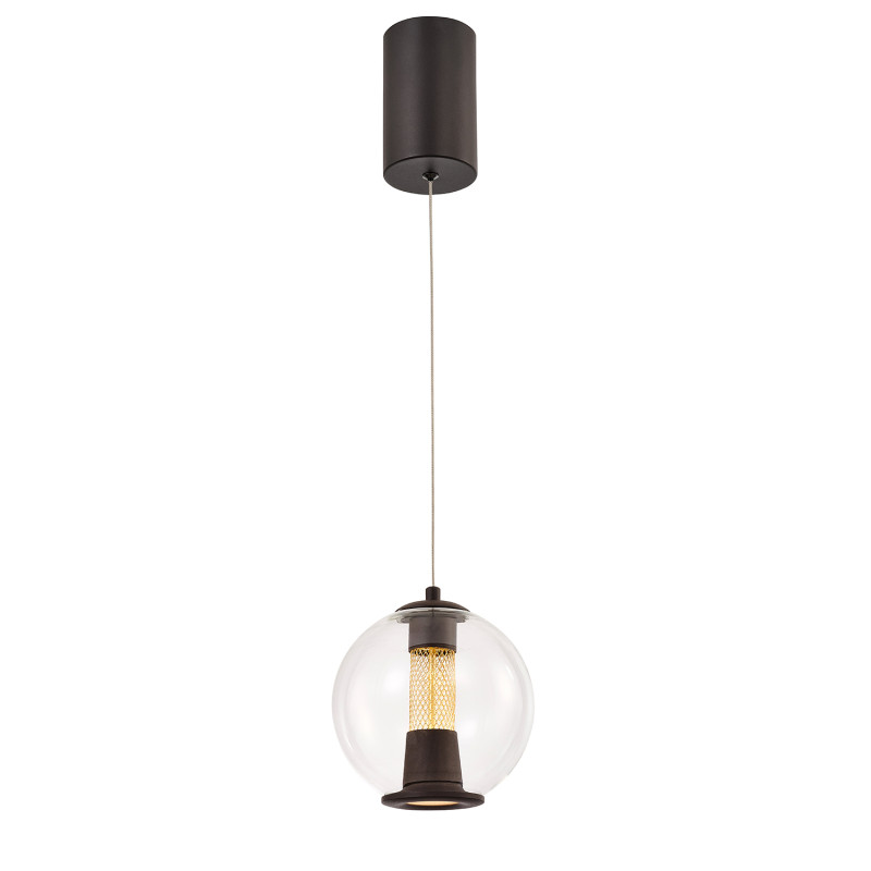 Подвесной светильник 16*130 см, 7W, Favourite Boble 4550-1P матовый черный, прозрачное стекло, золото