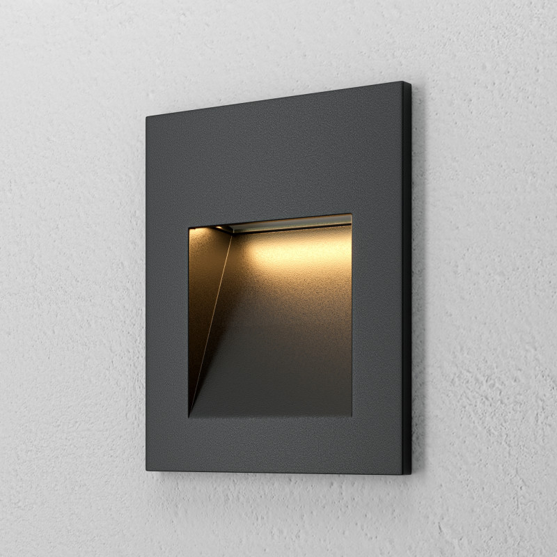 Встраиваемый светильник Maytoni LED Arca O038-L3B, 3W LED, 3000K, черный, вр 5,5*6 см