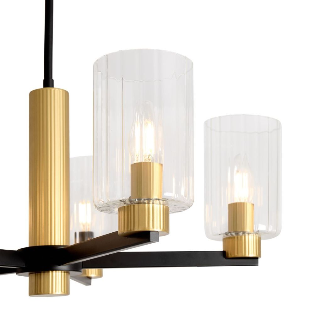 Люстра на штанге 60 см, Freya Ombre FR2051CL-05BBS, черный-латунь