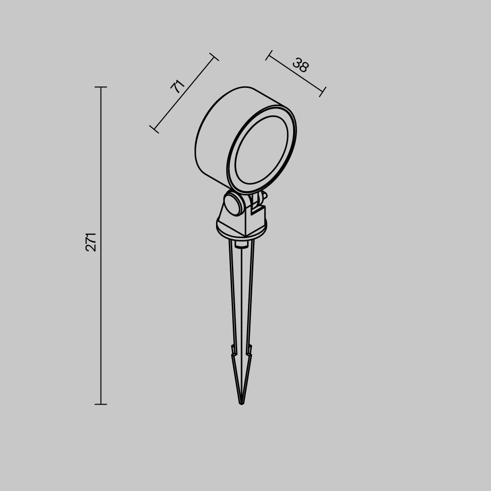 Грунтовый светильник 27 см, 10W, 3000K, Maytoni Core O495FL-L10B3K, черный