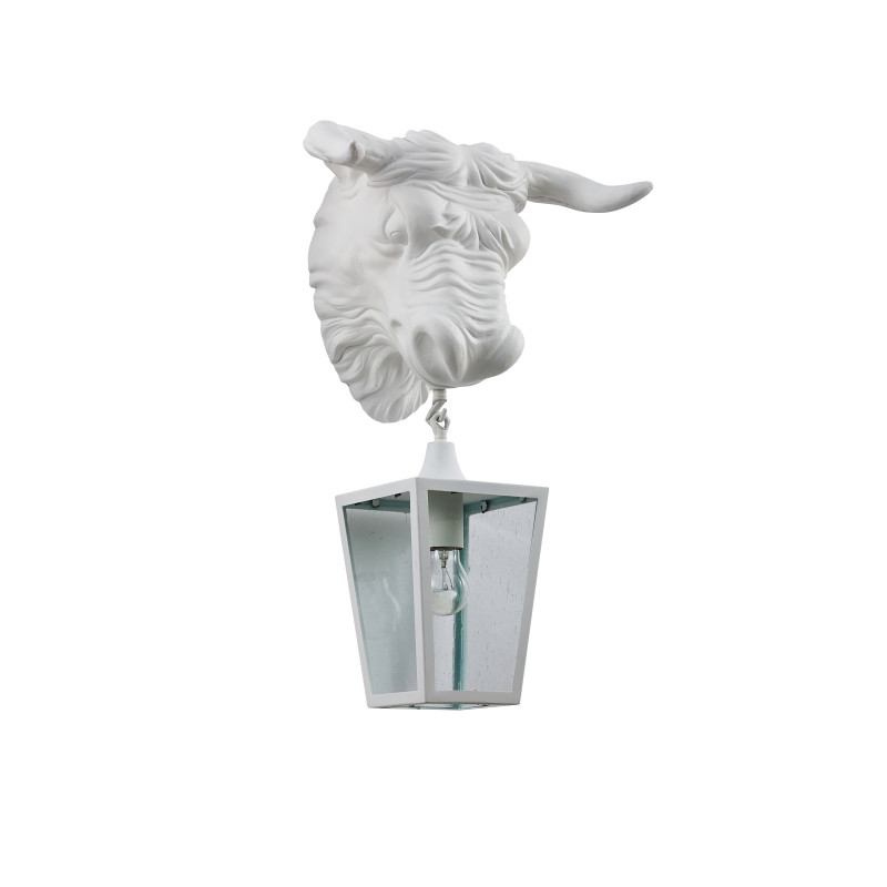 Уличный светильник Favourite Bison 4000-1W, D225*W360*H595, каркас белого цвета, плафон из прозрачного узорного стекла